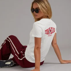 Tommy Jeans Damen Wavy Fahne T-Shirt Ecru