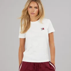 Tommy Jeans Damen Wavy Fahne T-Shirt Ecru