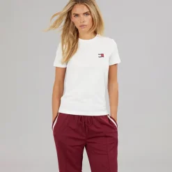 Tommy Jeans Damen Wavy Fahne T-Shirt Ecru