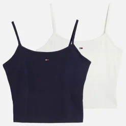 Tommy Jeans Damen Zwei Pack Basic Unterhemden Ecru/Dark Night Navy