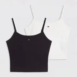 Tommy Jeans Damen Zwei Pack Basic Unterhemden Ecru/Schwarz