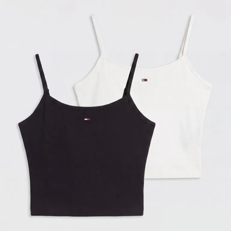 Tommy Jeans Damen Zwei Pack Basic Unterhemden Ecru/Schwarz