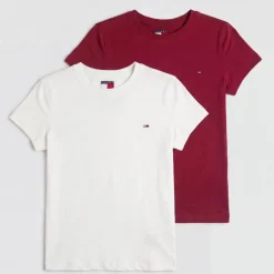 Tommy Jeans Damen Zwei Pack T Shirts Ecru/Lavish Cerise