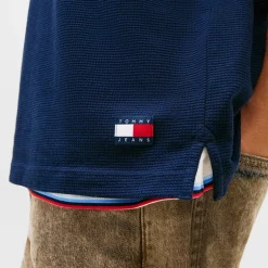 Tommy Jeans Herren Reg Waffel Poloshirt Dark Night Navy