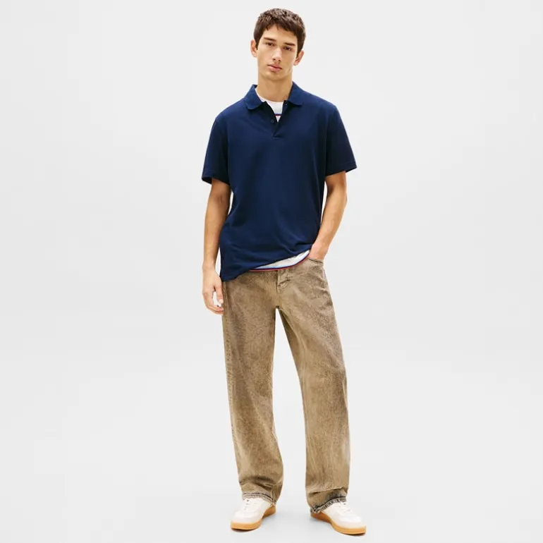 Tommy Jeans Herren Reg Waffel Poloshirt Dark Night Navy