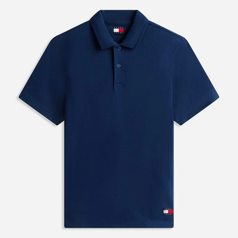 Tommy Jeans Herren Reg Waffel Poloshirt Dark Night Navy