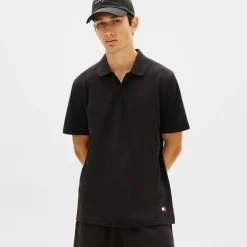 Tommy Jeans Herren Reg Waffel Poloshirt Schwarz