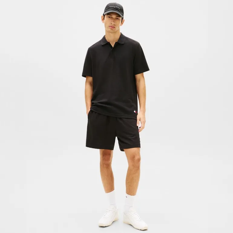 Tommy Jeans Herren Reg Waffel Poloshirt Schwarz