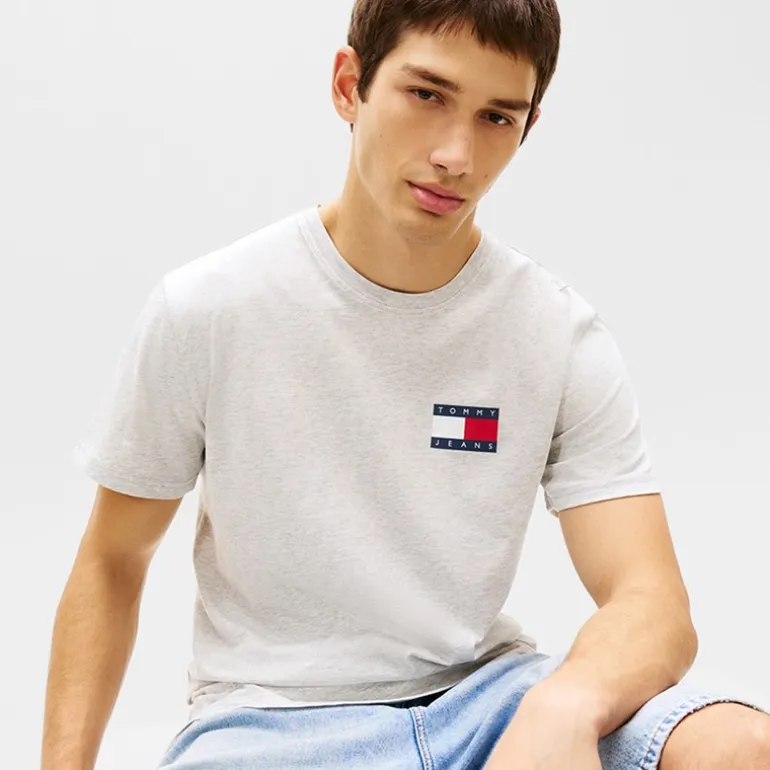 Tommy Jeans Herren Slim Essential T Shirt Ice Grey Heather