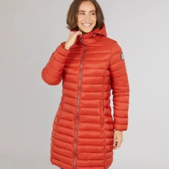 Trespass Damen Briarlea Wattierte Kapuzen Lang Mantel Burnt Orange