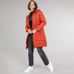 Trespass Damen Briarlea Wattierte Kapuzen Lang Mantel Burnt Orange