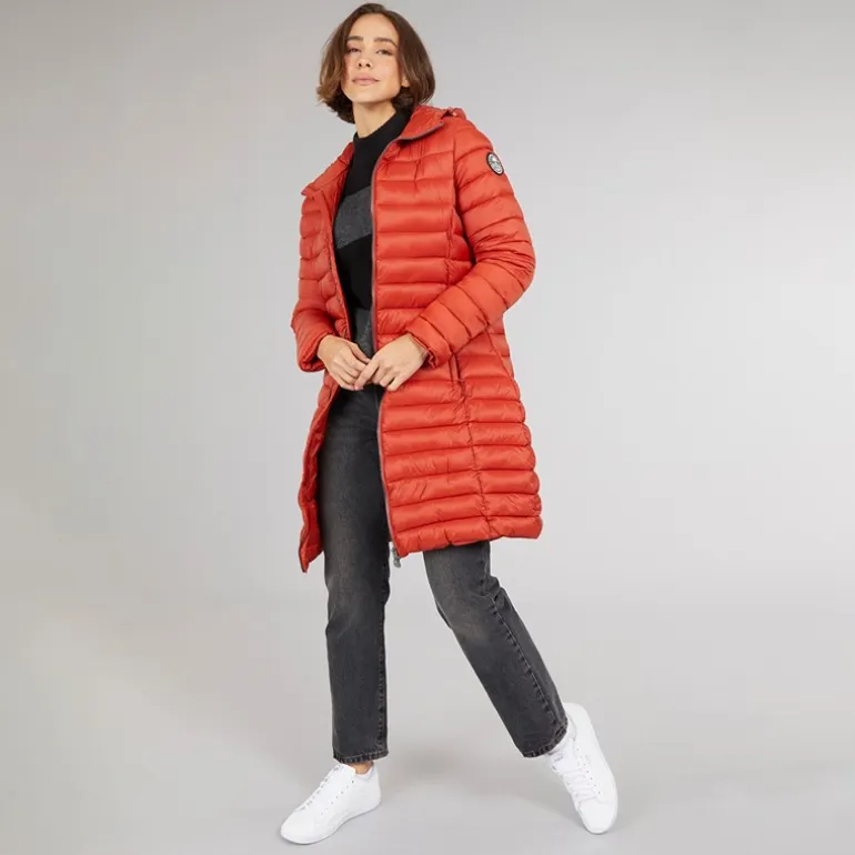 Trespass Damen Briarlea Wattierte Kapuzen Lang Mantel Burnt Orange