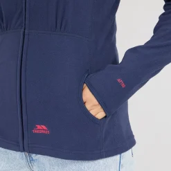 Trespass Damen Marathon Fleece Jacke mit Kapuze und durchgehendem Reissverschluss Marineblau / Pink