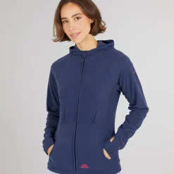 Trespass Damen Marathon Fleece Jacke mit Kapuze und durchgehendem Reissverschluss Marineblau / Pink