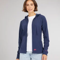Trespass Damen Marathon Fleece Jacke mit Kapuze und durchgehendem Reissverschluss Marineblau / Pink