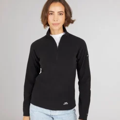 Trespass Damen Shiner 1/2 Reißverschluss Mikro Fleece Schwarz