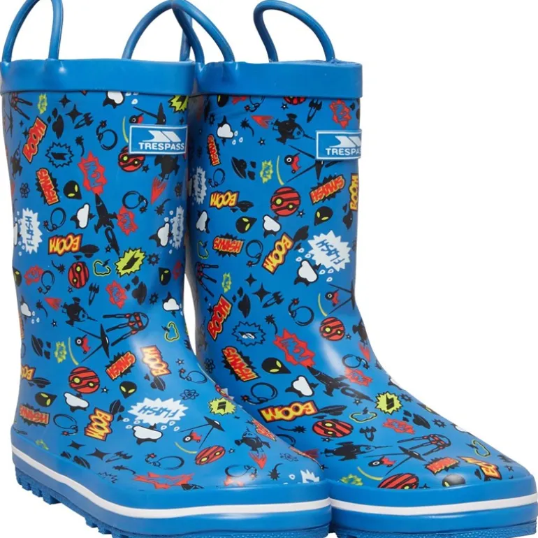 Trespass Jungen Childrens Apolloton Cartoon Printed Wellington Gummistiefel Blau