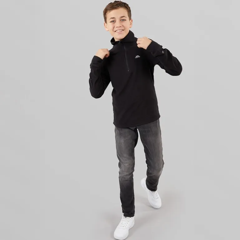 Trespass Junger Junge Masonville 1/2 Reißverschluss Micro Fleece Schwarz