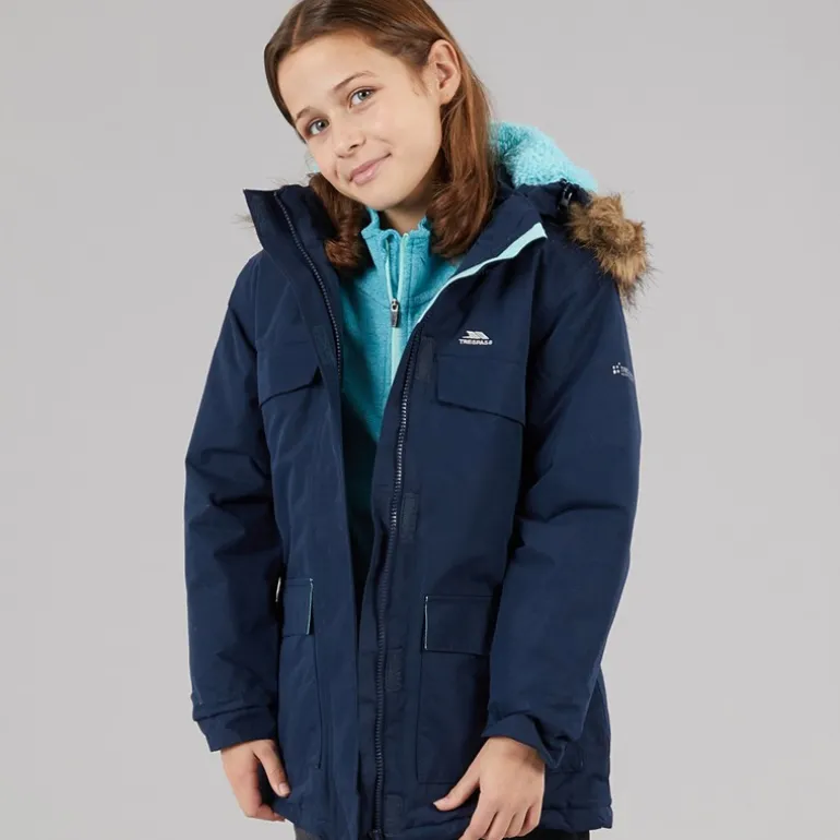 Trespass Junior Mädchen Larission Isolierte Wasserdichte Parka Marineblau