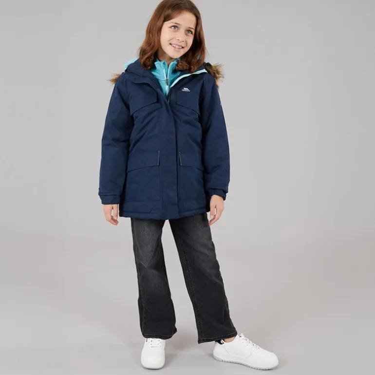 Trespass Junior Mädchen Larission Isolierte Wasserdichte Parka Marineblau