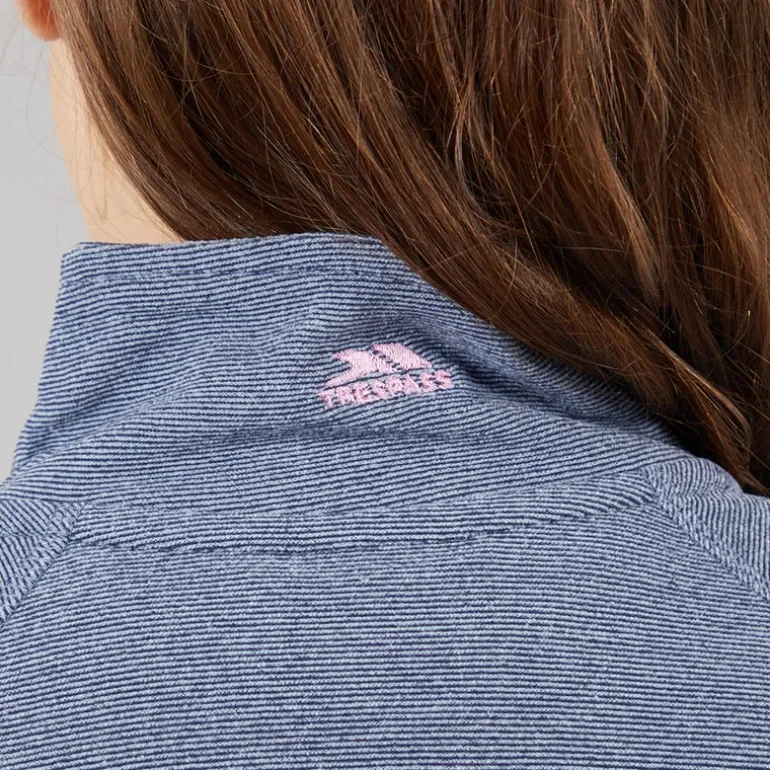 Trespass Junior Mädchen Meadows Half Zip Fleece Marineblau / Pink Logo