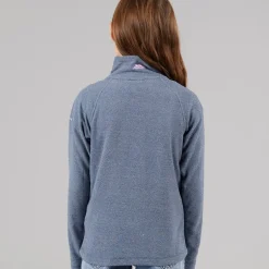 Trespass Junior Mädchen Meadows Half Zip Fleece Marineblau / Pink Logo