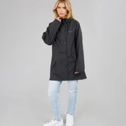 True North Damen PU Mantel Schwarz