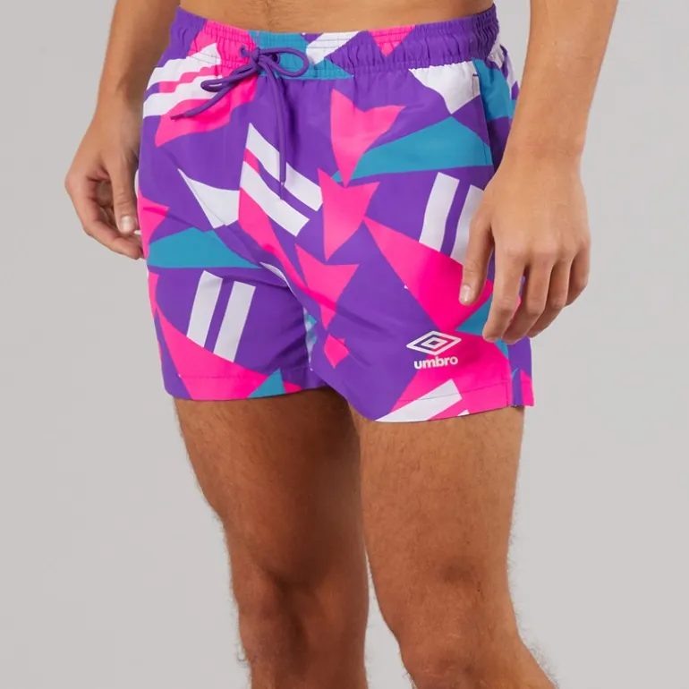 Umbro Herren Loco Schwimm Shorts Prism Violet/Knockout Pink/Hawiian Blue