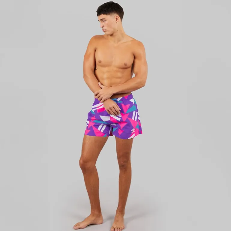 Umbro Herren Loco Schwimm Shorts Prism Violet/Knockout Pink/Hawiian Blue