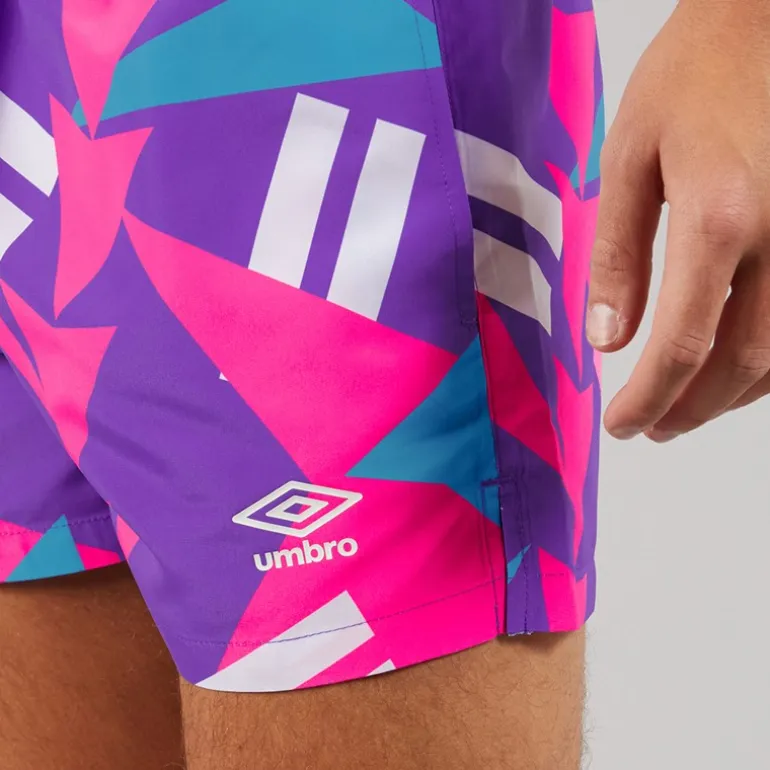 Umbro Herren Loco Schwimm Shorts Prism Violet/Knockout Pink/Hawiian Blue