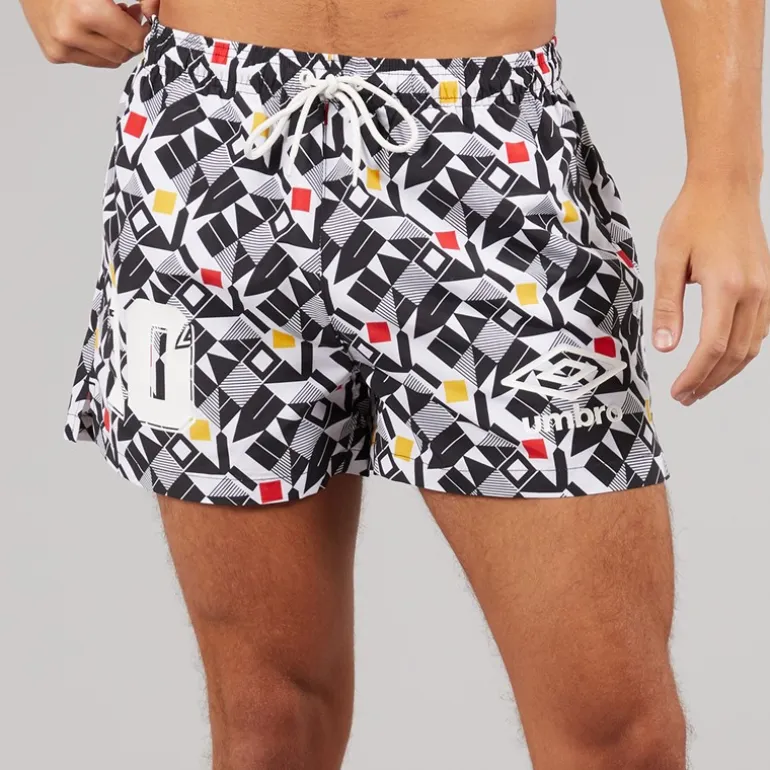 Umbro Herren Renn Badehosen Weiß/Schwarz/Gold/Rot