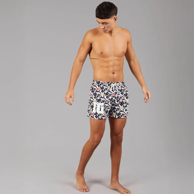 Umbro Herren Renn Badehosen Weiß/Schwarz/Gold/Rot