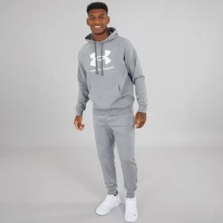 Under Armour Herren UA Rival Fleece Jogginghose Castlerock Hellgrau/Weiß