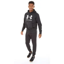 Under Armour Herren UA Rival Fleece Logo Hoodie Schwarz/Weiß