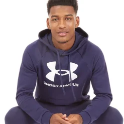 Under Armour Herren UA Rival Fleece Logo Kapuzenpullover Mitternachtsblau/Weiß