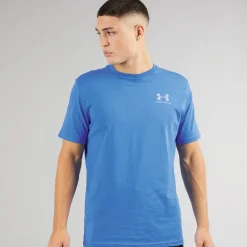 Under Armour Herren UA Sportstyle Linke Brust Kurzarm T-Shirt Blau Atlantis / Blau Calm