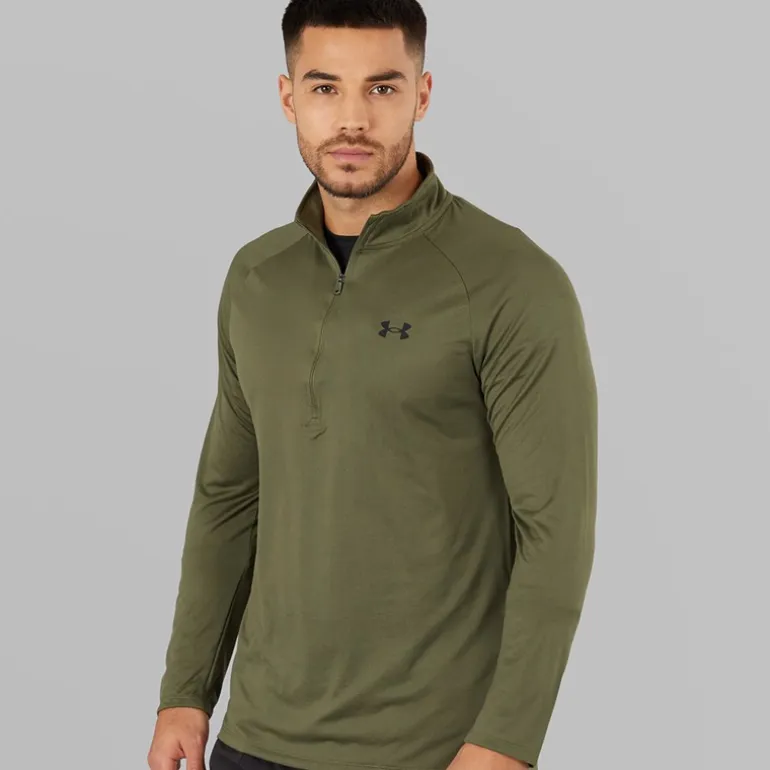 Under Armour Herren UA Tech 2.0 1/2 Zip Marine OD Grün/Schwarz
