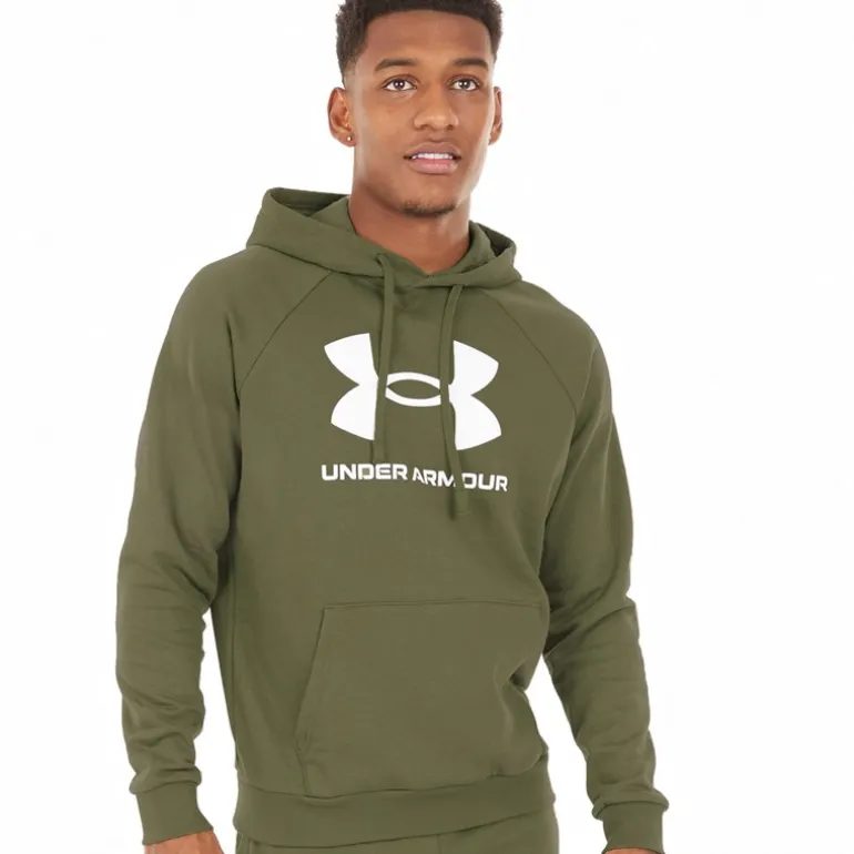 Under Armour Kapuzenpullover Herren UA Rival Fleece Logo Marine OD Grün/Weiß