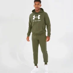 Under Armour Kapuzenpullover Herren UA Rival Fleece Logo Marine OD Grün/Weiß