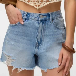 Vero Moda Damen Hailey Jeans Shorts Light Blue Denim