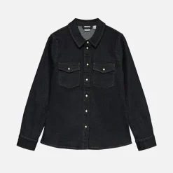Vero Moda Damen Liv Fitted Denim Hemd Dunkelblau Denim