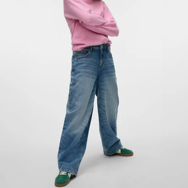 Vero Moda Mädchen Brook Baggy Jeans Medium Blue Denim