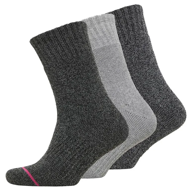 WEATHERPROOF Damen 3er Pack Thermo Socken Lila Melange/Mittelgrau/Schwarz Hell Pastell Lila