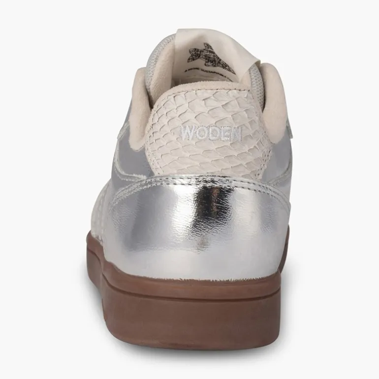 Woden Damen Björk Leder Sneakers 039 Silver