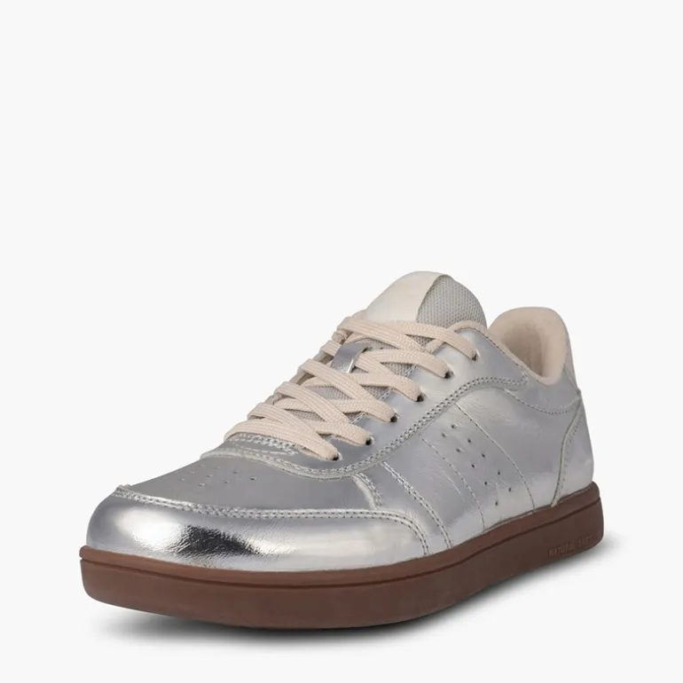 Woden Damen Björk Leder Sneakers 039 Silver