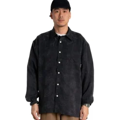 Woodbird Herren Buzo Paisley Hemd Schwarz