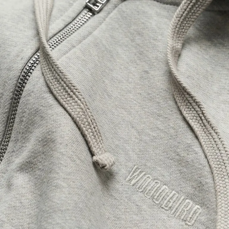 Woodbird Herren Fuji Base Zip Hoodie Light Grey Melange