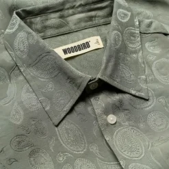 Woodbird Herren Hemd Paisley Grau Grün Grey-Green