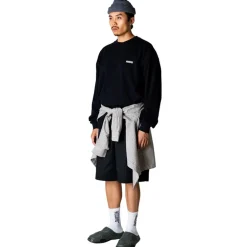 Woodbird Herren Joes Logo Langarm T Shirt Schwarz