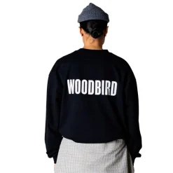 Woodbird Herren Joes Logo Langarm T Shirt Schwarz